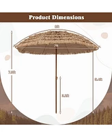 Gymax 8FT Hula Thatched Tiki Umbrella Hawaiian Style Beach Umbrella Patio