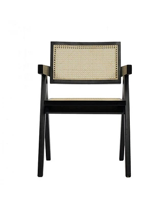 Wood Dining Arm Chair with Open Back Design for Kitchen or Room