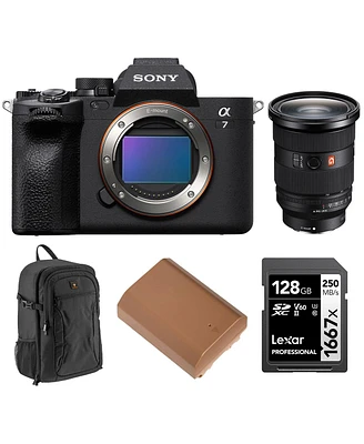 Sony Alpha a7 Iv Mirrorless Camera with Fe 24-70mm f/2.8 Gm Ii Lens, Bundle with 128GB Memory Card, Alpine 200 Backpack and Np-FZ100 Battery