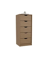 Houma 5 Drawers Narrow Dresser, Slim Storage Chest of Drawers, Natural Oak