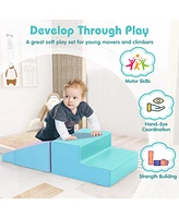 2-Piece Step and Slide Climber for Infants Toddlers Baby Soft Play Set Foam Blocks