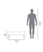 Selma Coffee Table with 4 Legs and 2 Shelves, Taupe