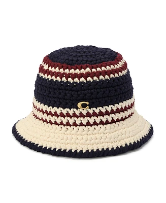 Coach Women's Stripe Crochet Bucket Hat