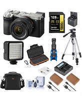 Sony Alpha a7C Ii Mirrorless Camera with Fe 28-60mm f/4-5.6 Lens, Silver, Bundle with 2x Np-FZ100 Battery, 128GB Memory Card and Shotgun Microphone