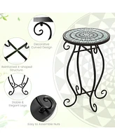 Small Plant Stand with Weather Resistant Ceramic Tile Tabletop