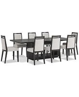 Tivie 9-Pc. Dining Set (Rectangular Table & 8 Wood Chairs)