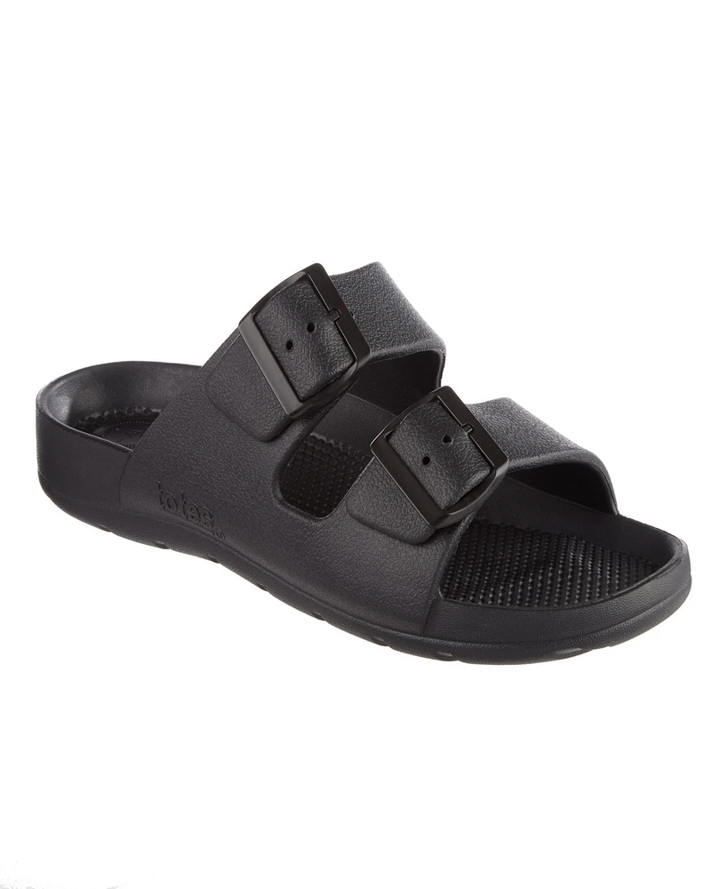 Totes Men's Double Buckle Adjustable Slides