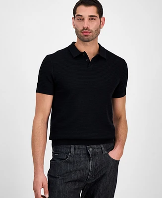 Guess Men's Raymond Short Sleeve Textured Polo Shirt