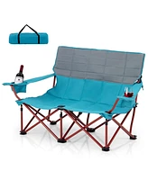 Oversized Camping Chair Folding Loveseat Camping Couch with Cup Holders & Thick Padding
