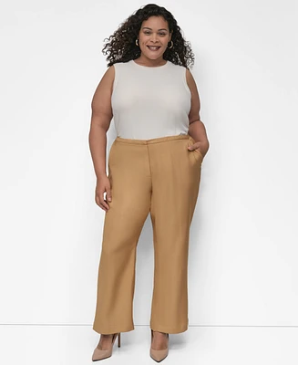 Dkny Plus Sueded Canvas High-Rise Pants