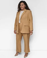 Dkny Plus Sueded Canvas One-Button Blazer
