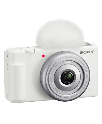 Sony Zv-1F Vlogging Camera, White Bundle with ACCVC1 Vlogger Accessory Kit, Shoulder Bag, Extra Battery, Charger, Screen Protector, Cleaning Kit
