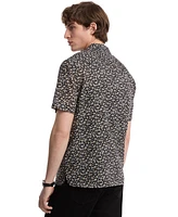 Michael Kors Men's Relaxed Fit Short Sleeve Floral Print Button-Front Camp Shirt