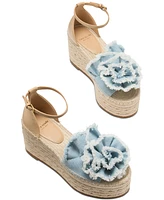 kate spade new york Women's Flourish Denim Espadrille Wedge Sandals