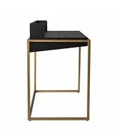 46" Black And Gold Writing Desk