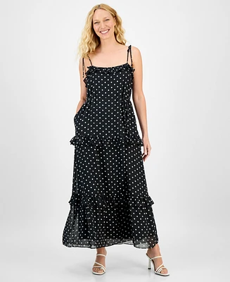 julia jordan Women's Tie-Strap Ruffle-Tier Maxi Dress