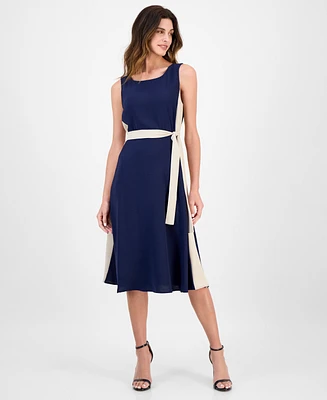 Connected Women's Two-Tone Tie-Waist Dress