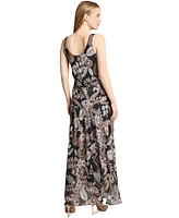 Jones New York Petite Printed Scoop-Neck Tiered Dress