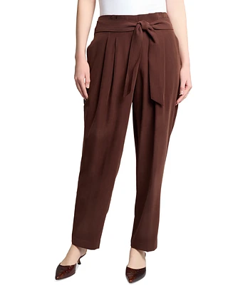 Jones New York Petite Belted Paperbag Tapered-Leg Pants
