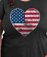Hybrid Apparel Plus Americana Heart Flag Graphic Crew Neck T-Shirt