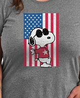 Hybrid Apparel Plus Peanuts Snoopy Usa Flag Graphic Crew Neck T-Shirt