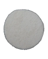 Creative Co-op 16" Cotton Sherpa with Pine Wood Upholstered Round Pouf