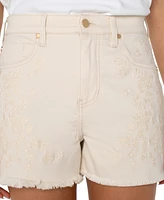 Liverpool Los Angeles Women's Christine Embroidered High-Rise A-Line Denim Shorts