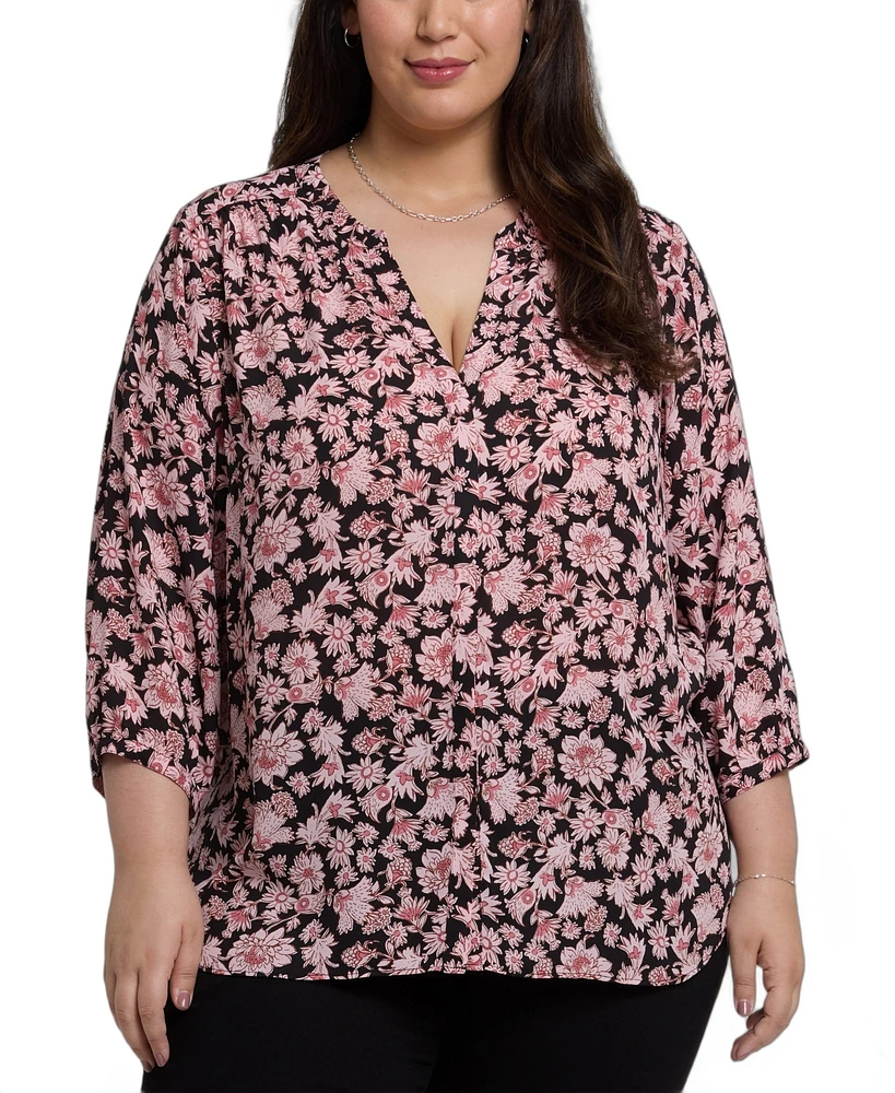Nydj Plus Pintuck V-neck Top