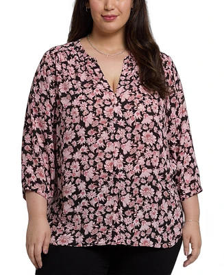 Nydj Plus Pintuck V-neck Top