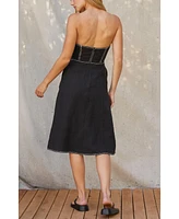 Crescent Women's Lesli Contrast Stitch Tube Midi Dress