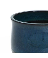 LuxenHome Blue and Green Ombre Round Decorative Ceramic Planter Pot