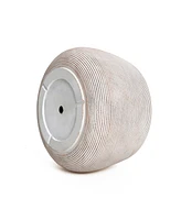 LuxenHome Speckled Off White and Brown Textured Ribbed Bowl -Inch Tall MgO Planter