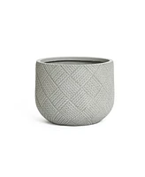 LuxenHome Misty Gray Glen Pattern -Inch Tall MgO Round Planter