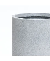 LuxenHome Minimalistic Modern Gray 19.3-Inch Tall Round MgO Planter