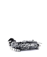 Pre-Owned Balenciaga Xs Le Cagole Graffiti Giant Studs Shoulder Bag Leather
