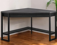 Corner Computer Desk 42" Sturdy Wood and Metal Frame for Home or Office Use