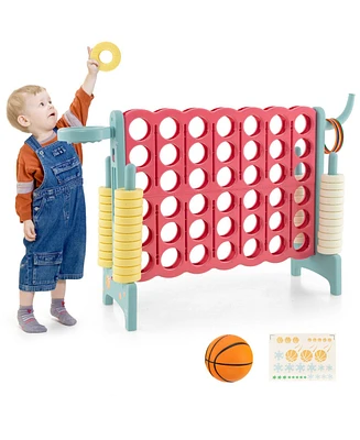 4-in-a-Row Connect Game with Basketball Hoop and Toss Ring