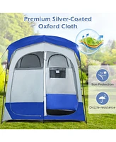 2 Rooms Oversize Privacy Shower Tent with Removable Rain Fly and Inside Pocket