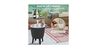 10 Gallon Cooler Bar Table Outdoor Coffee Table Ice Bucket with Telescopic Tabletop for Beer and Wine