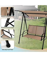 2-Seat Outdoor Canopy Swing with Comfortable Fabric Seat and Heavy-duty Metal Frame