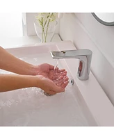 Battery Powered Touchless Single Hole Bathroom Faucet With Temperature Mixing Valve In Polished Chrome