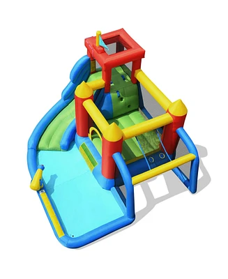 Inflatable Bouncer Bounce House with Water Slide Splash Pool without Blower