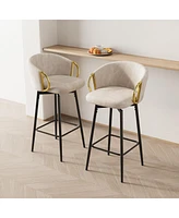 Set of 2 30 Inch Swivel Bar Stools with Upholstered Seats and Metal Legs Modern Counter Height Dining Chairs for Kitchen Island or Restaurant Use-The