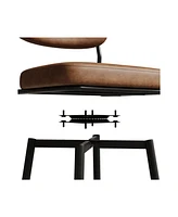 Set of 2 Swivel Bar Stools with Leather Cushions and Metal Frame Modern 360 Degree Rotating Counter Height Chairs for Kitchen or Restaurant-The Pop Ho
