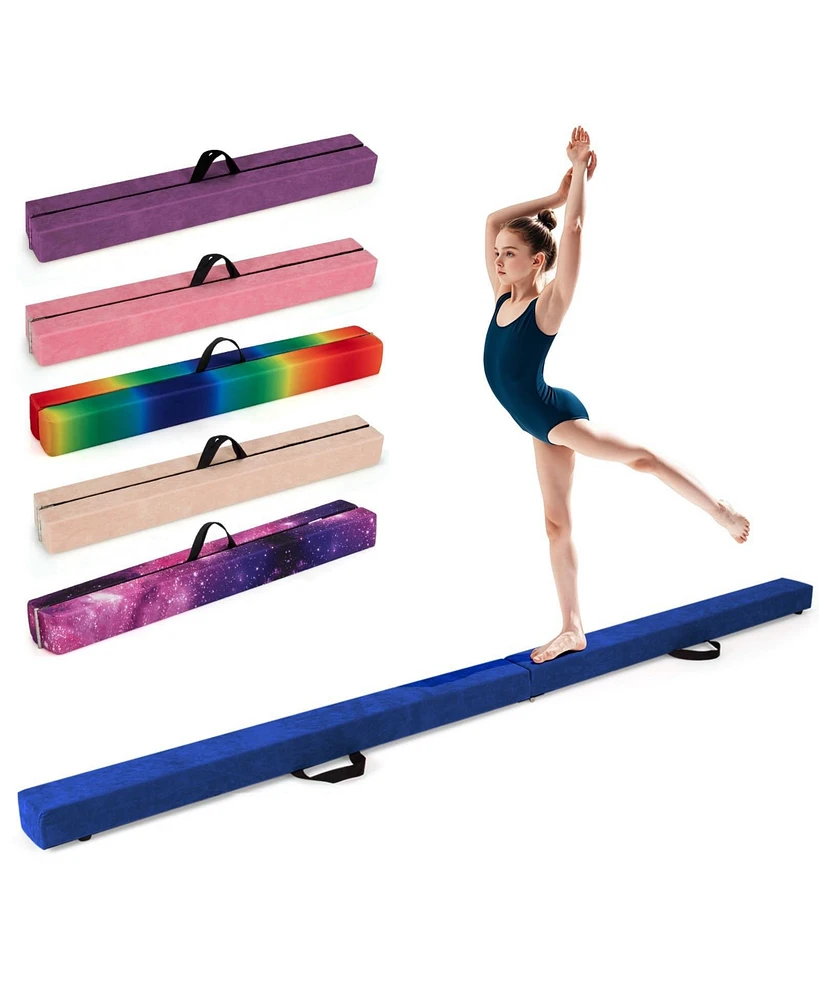 Folding Balance Beam with Solid Wood Base and Anti-slip Bottom