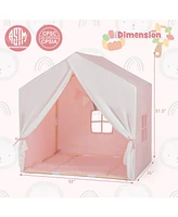 Kid's Play Tent with Washable Cotton Mat and Flag Banner