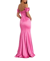 Mac Duggal Women's Satin Off The Shoulder Mermaid Gown With Bow