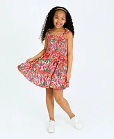 Rare Editions Big Girls Tropical Stretch Print Dress