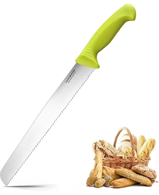 Cook N Home 10-Inch Bread Slicer Knife,Wavy Serrated High Carbon German Stainless Steel Sharp Kitchen Knife, Ergonomic Handle