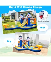 7-In-1 Water Slide Park with Splash Pool and Water Cannon with 680W Blower